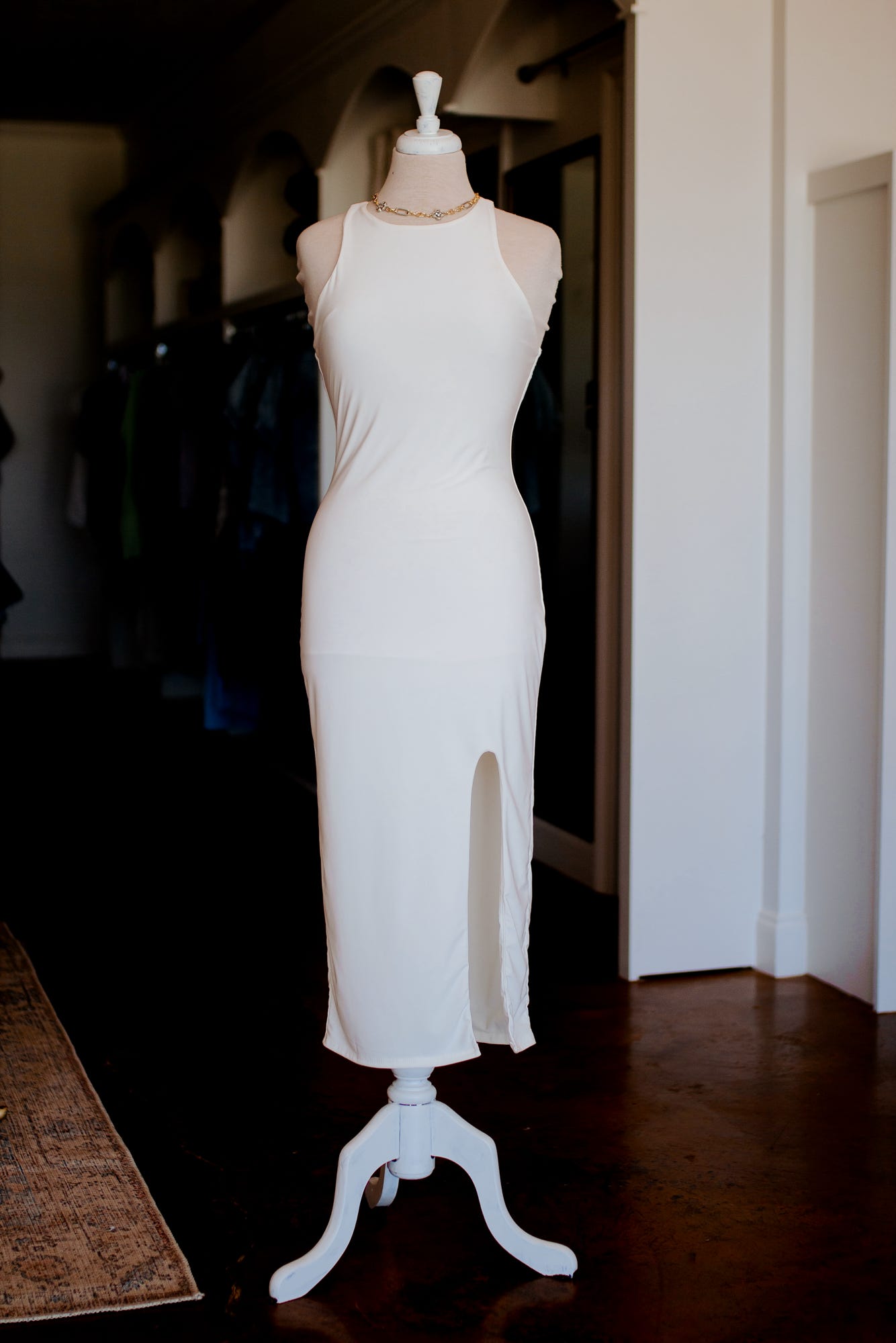 Ivory round neck dress
