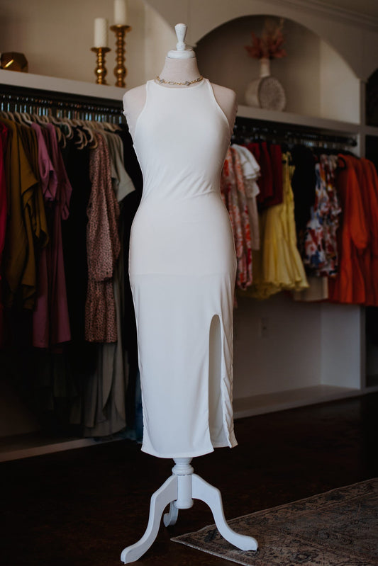 Ivory round neck dress