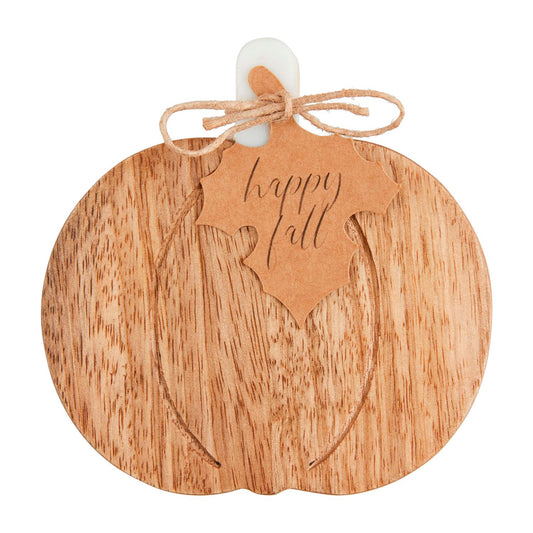 Wood & Marble Pumpkin Coaster Set