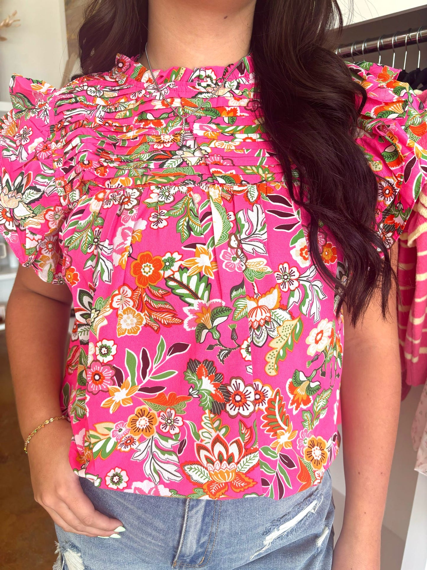 Hot Pink Floral Blouse