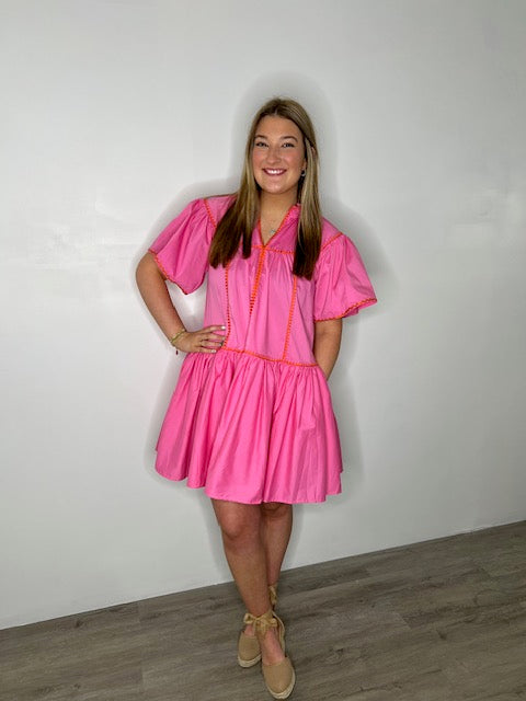 Solid Contrast Tier Dress