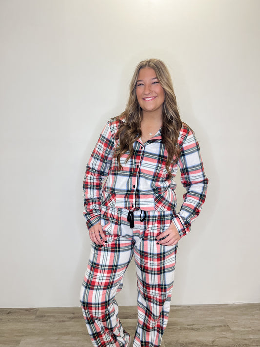 White Red Plaid PJs