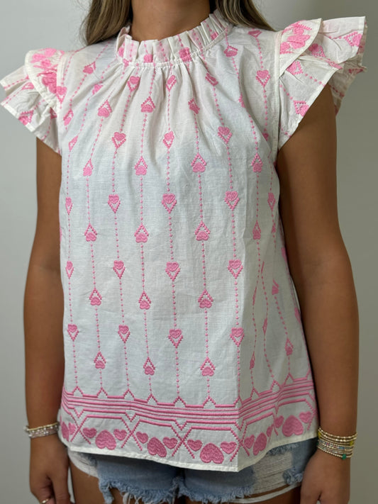 Heart Embroidery Top